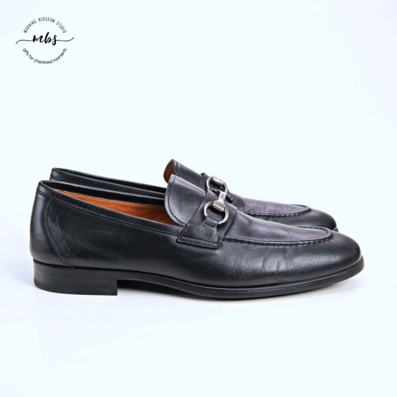 Magnanni Rafa ll Bit Horse Square Toe  Leather Loafers Black Silver Men US 11 - Picture 1 of 13